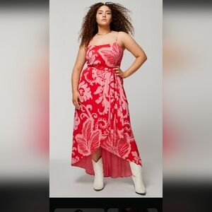 Pink and red floral "Hawaiian" print dress